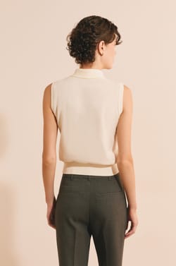 Pull sans manches avec lien &agrave; nouer en coton;${refinementColor}