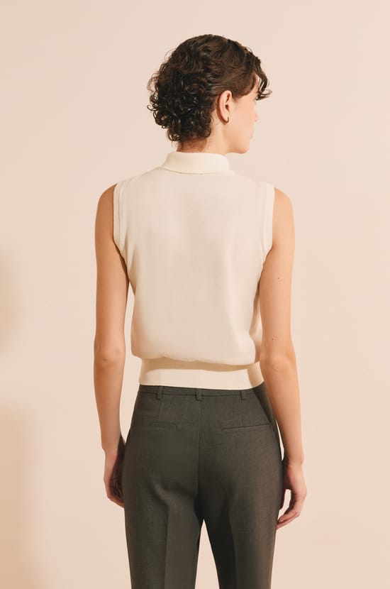 Pull sans manches avec lien &agrave; nouer en coton;${refinementColor}