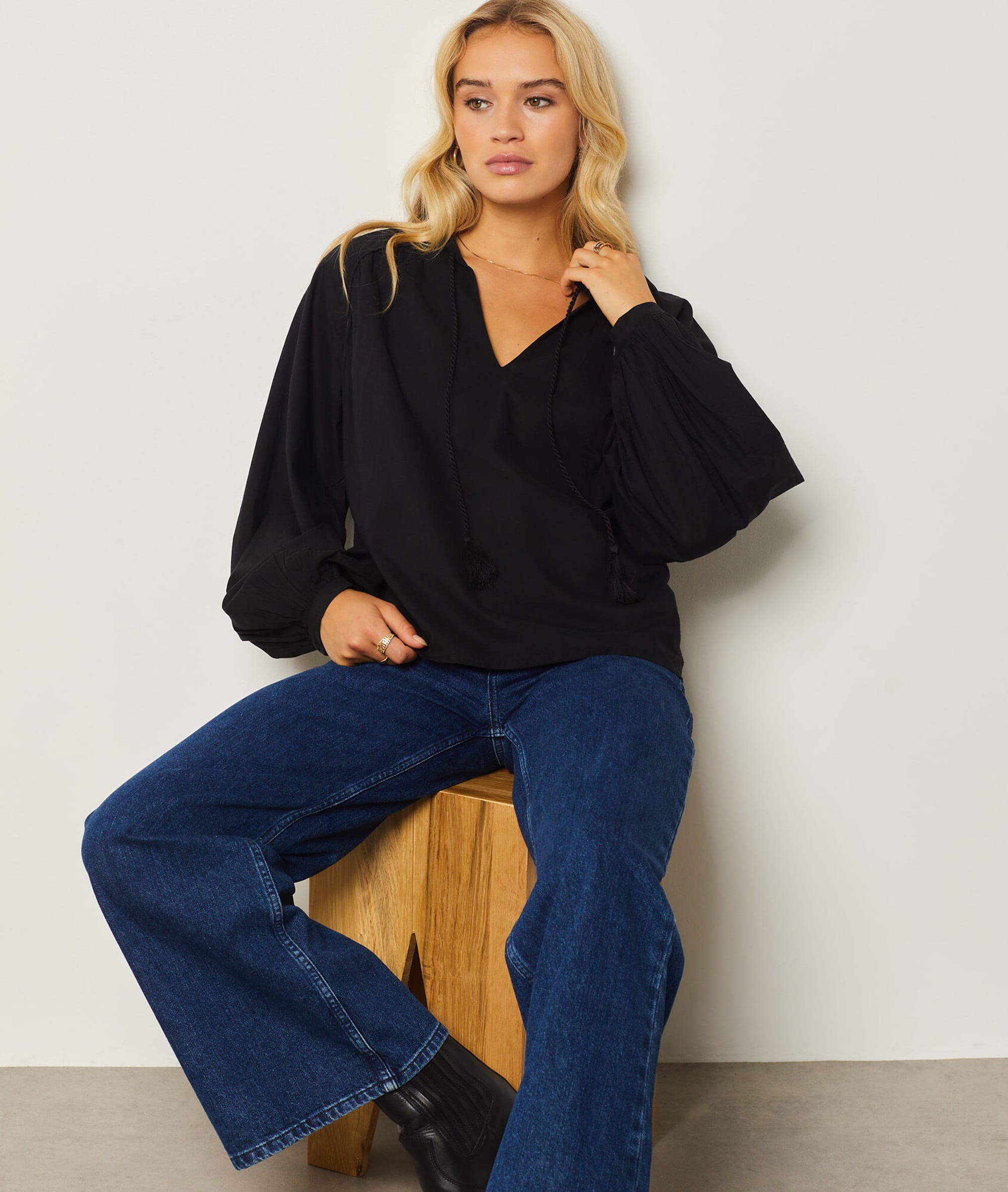 Haut Blouse Fluide Maje - Manches Longues, Blanc & Or, Taille 36/38, Occasion Très Bon état