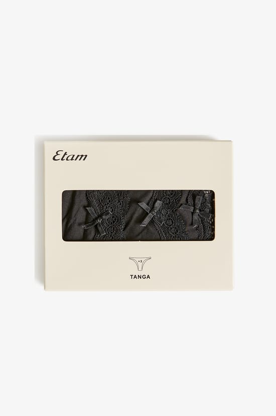 Pack of 3 cotton and lace tangas;${refinementColor}