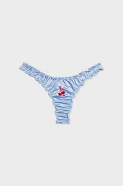 Embroidered satin bloomer thong;${refinementColor}