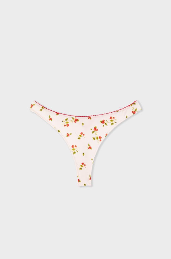 Printed microfibre thong;${refinementColor}