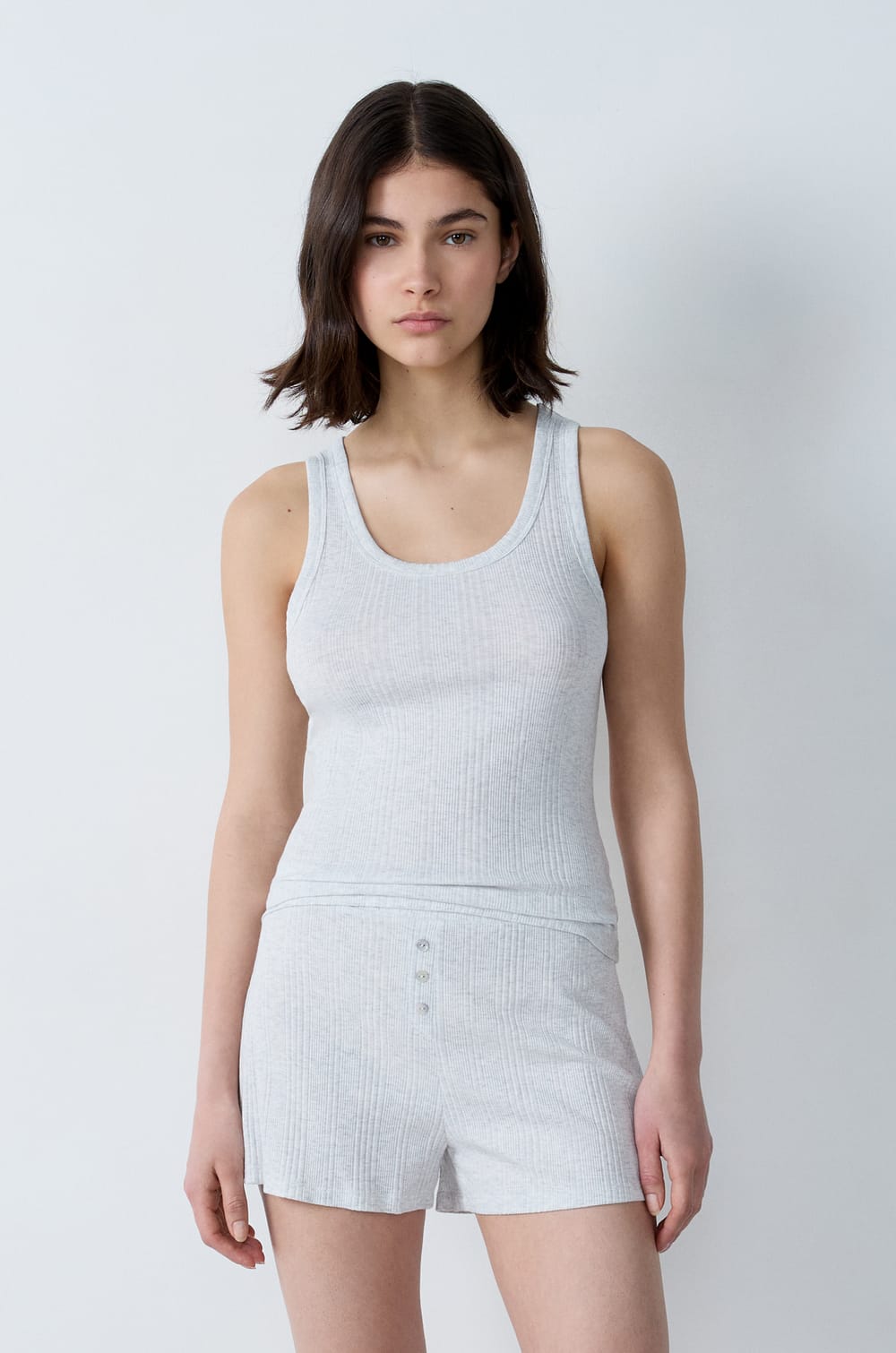 Cotton Ribbed Tank Top;${refinementColor}