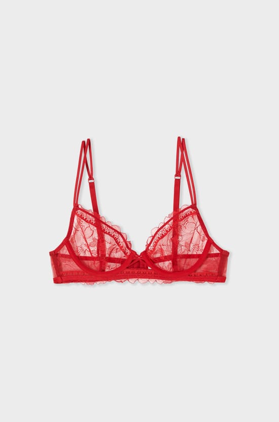 Soutien-gorge classique en dentelle et liens;${refinementColor}