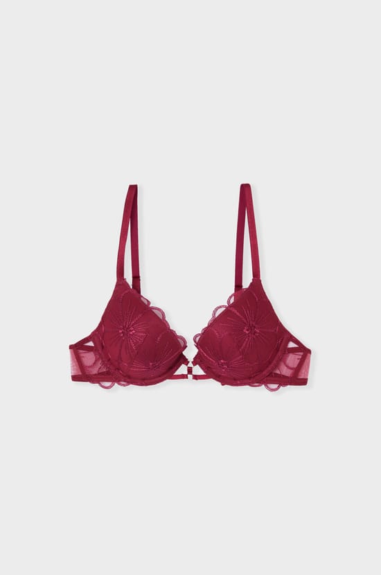 Bra No.2 - The plunge push-up bra with embroidered details;${refinementColor}