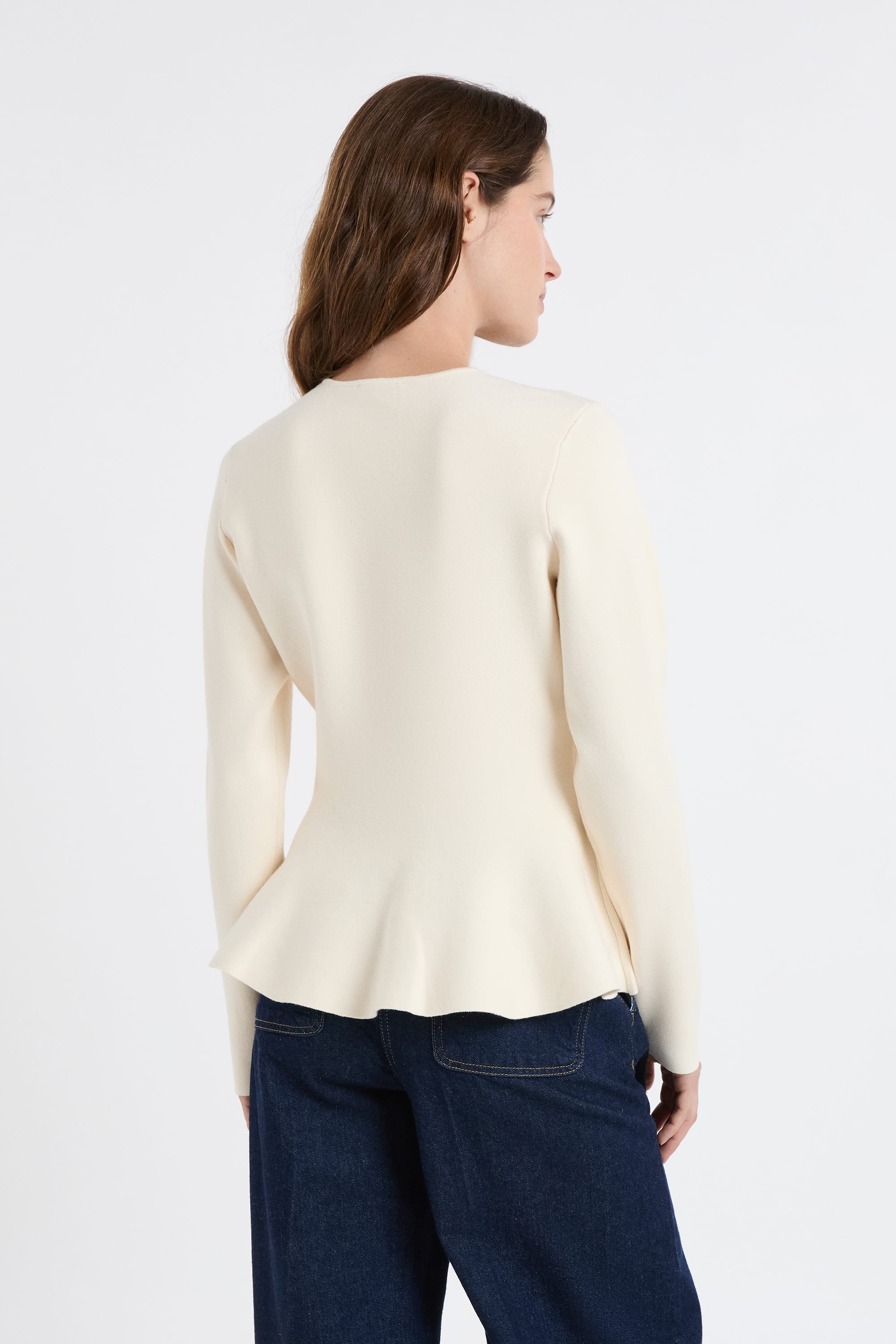 Long-sleeved top with gold buttons - PEPLUM - LIN - ETAM