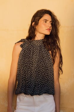 Sleeveless Polka Dot Top;${refinementColor}