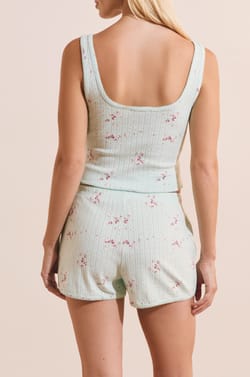 Short de pyjama &agrave; motifs en coton pointelle;${refinementColor}