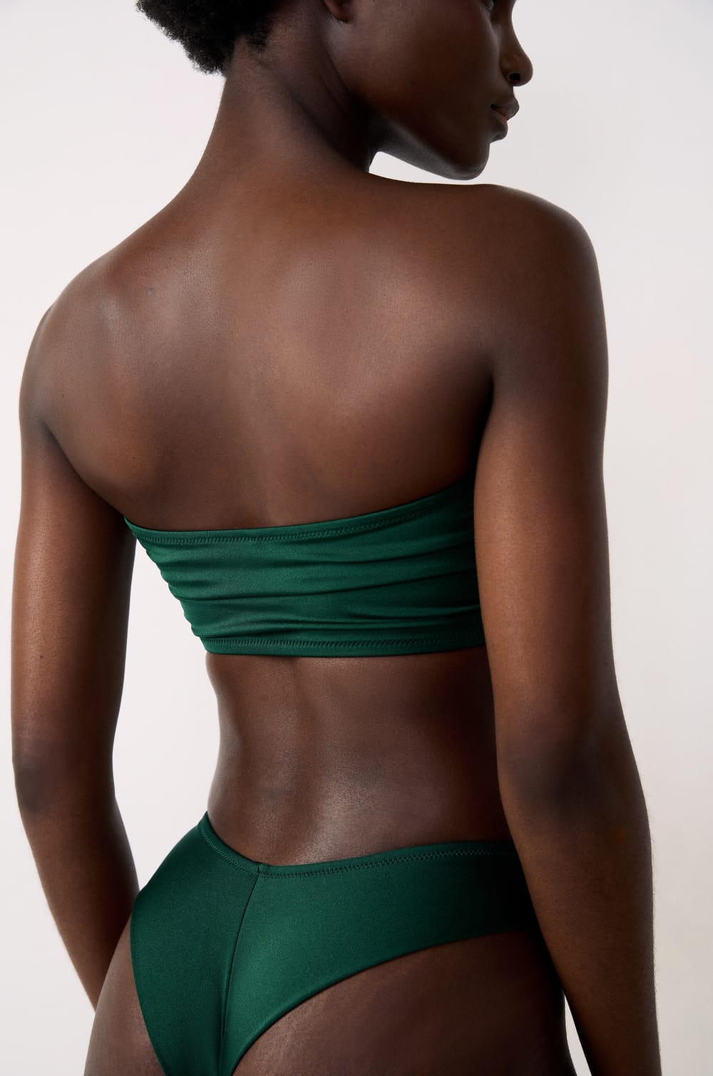 Strapless bikini top with satin ring detail;${refinementColor}
