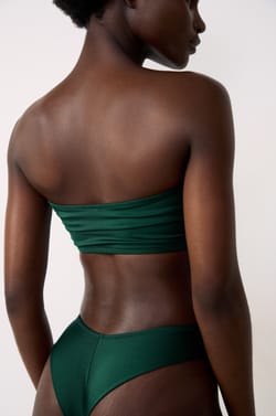 Strapless bikini top with satin ring detail;${refinementColor}