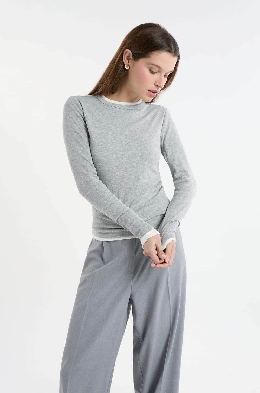 T-shirt &agrave; manches longues en coton;${refinementColor}