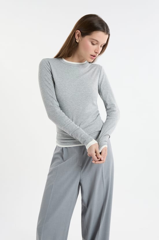 T-shirt &agrave; manches longues en coton;${refinementColor}