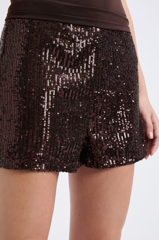 Straight sequin shorts;${refinementColor}
