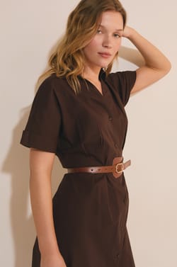 Robe midi avec boutons en coton;${refinementColor}