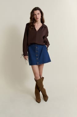 Jupe en jean boutonn&eacute;e;${refinementColor}