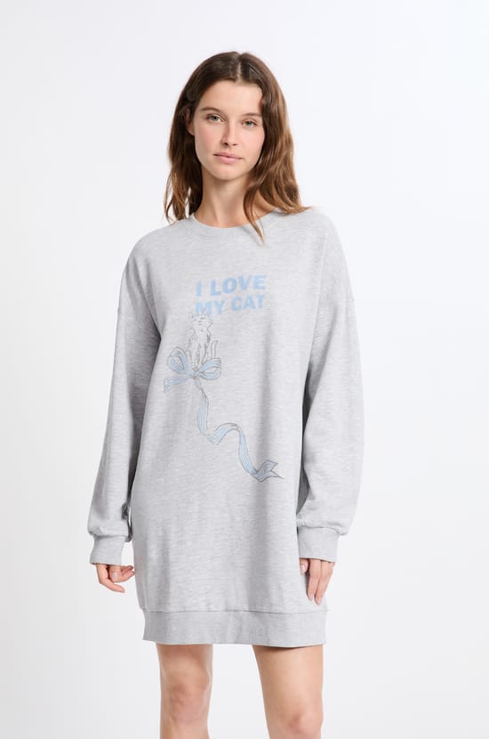 Cat Pattern Pajama Dress;${refinementColor}