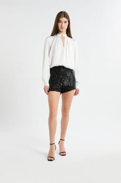 Blouse avec col bijou;${refinementColor}