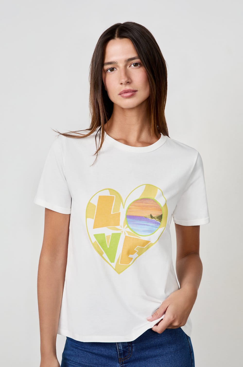 Camiseta Love de algodón de manga corta;${refinementColor}