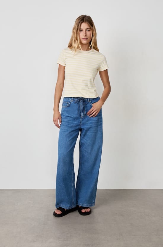 Striped short-sleeved cotton T-shirt;${refinementColor}
