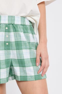 Short de pyjama à carreaux en coton;${refinementColor}
