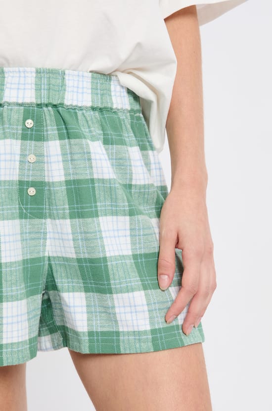 Short de pyjama à carreaux en coton;${refinementColor}