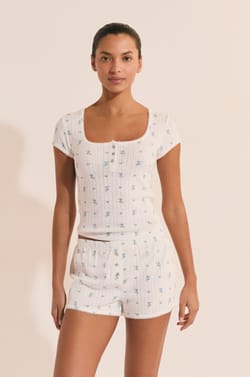 Cotton pointelle pyjama t-shirt with motifs;${refinementColor}