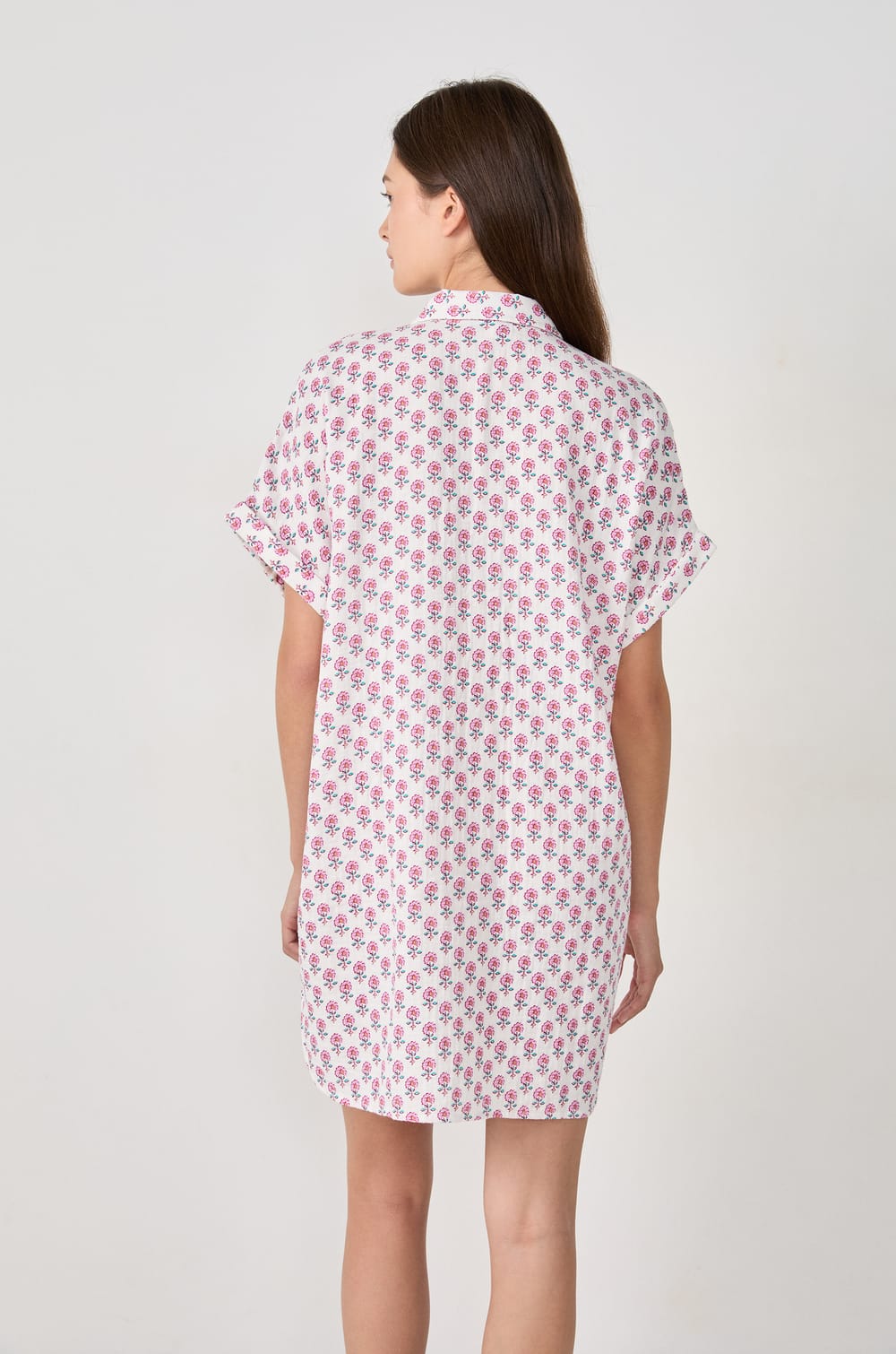 Chemise de nuit à imprimés en coton;${refinementColor}