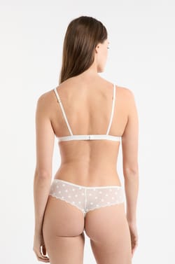 Soutien-gorge triangle en tulle &agrave; motifs pois;${refinementColor}
