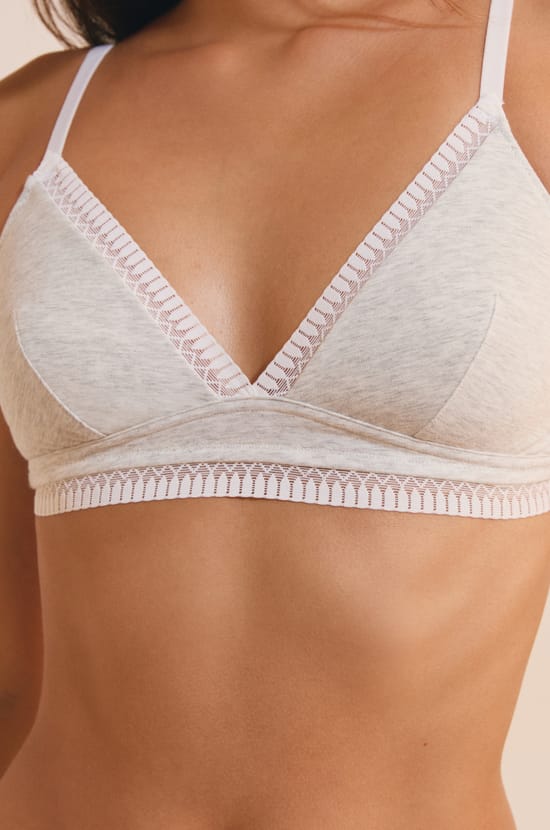 Cotton Wireless Triangle Bra;${refinementColor}