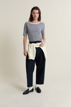 T-shirt met ronde hals en strepen;${refinementColor}