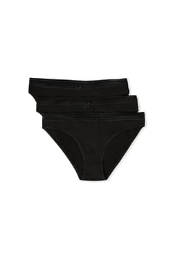 Pack of 3 Cotton and Lace Briefs;${refinementColor}
