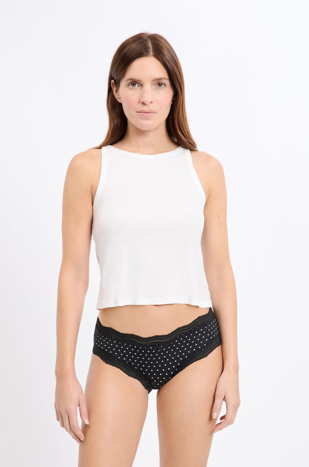 Braga culotte con bordes de encaje de microfibra;${refinementColor}