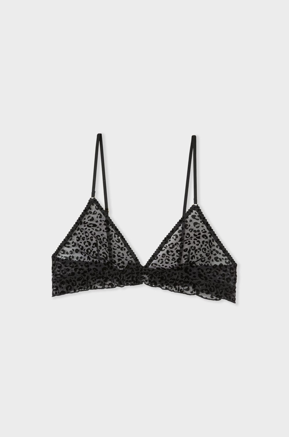 Triangle Bra in Leopard Print Tulle;${refinementColor}