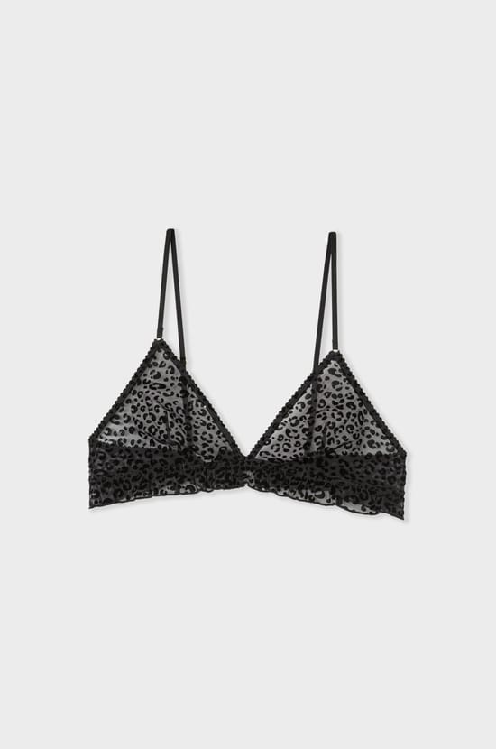 Triangle Bra in Leopard Print Tulle;${refinementColor}