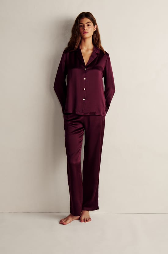 Pantalon de pyjama en soie;${refinementColor}