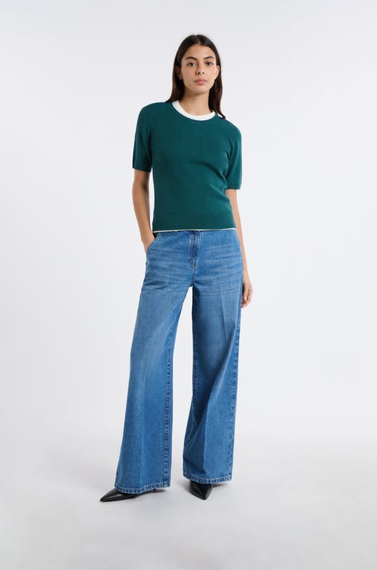 Pull col rond en maille fine;${refinementColor}