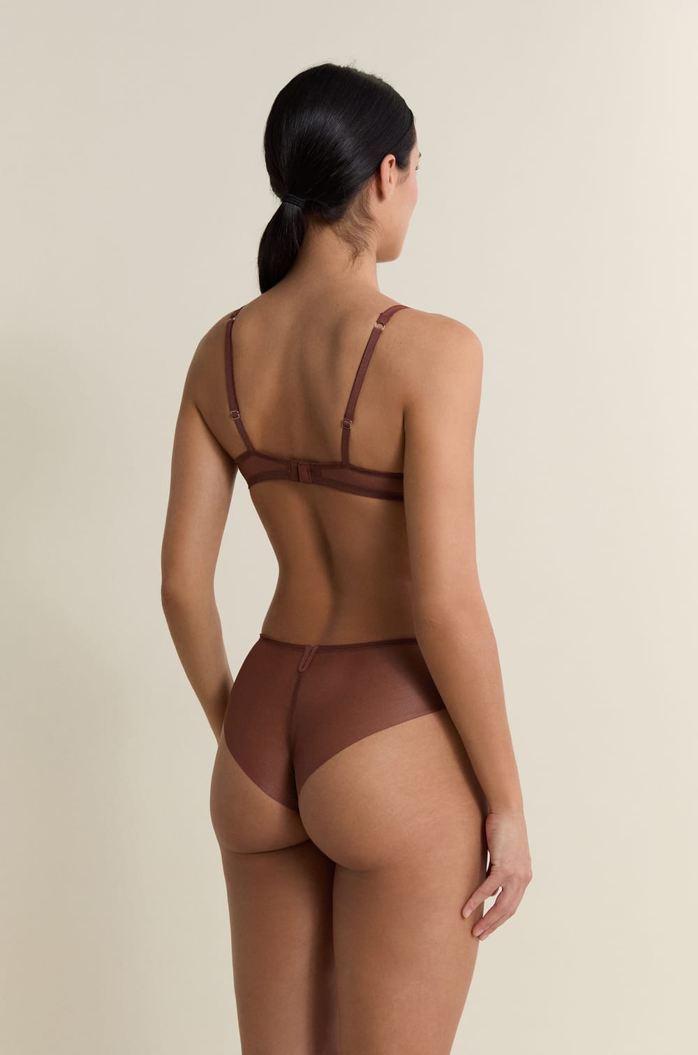 Soutien-gorge balconnet coques fines en tulle;${refinementColor}