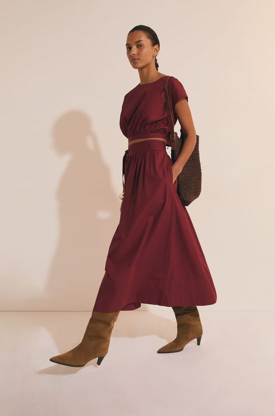 Jupe longue en coton;${refinementColor}