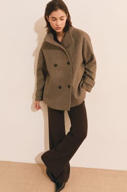 Manteau court avec laine &agrave; col montant;${refinementColor}