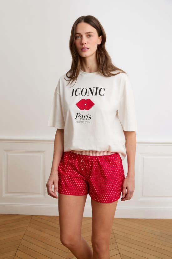 Short de pyjama &agrave; pois avec coton;${refinementColor}