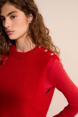 Pull sans manche avec laine;${refinementColor}