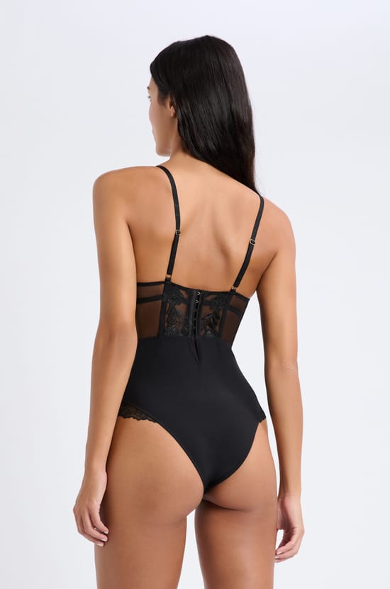 Bodysuit with embroidered cups;${refinementColor}