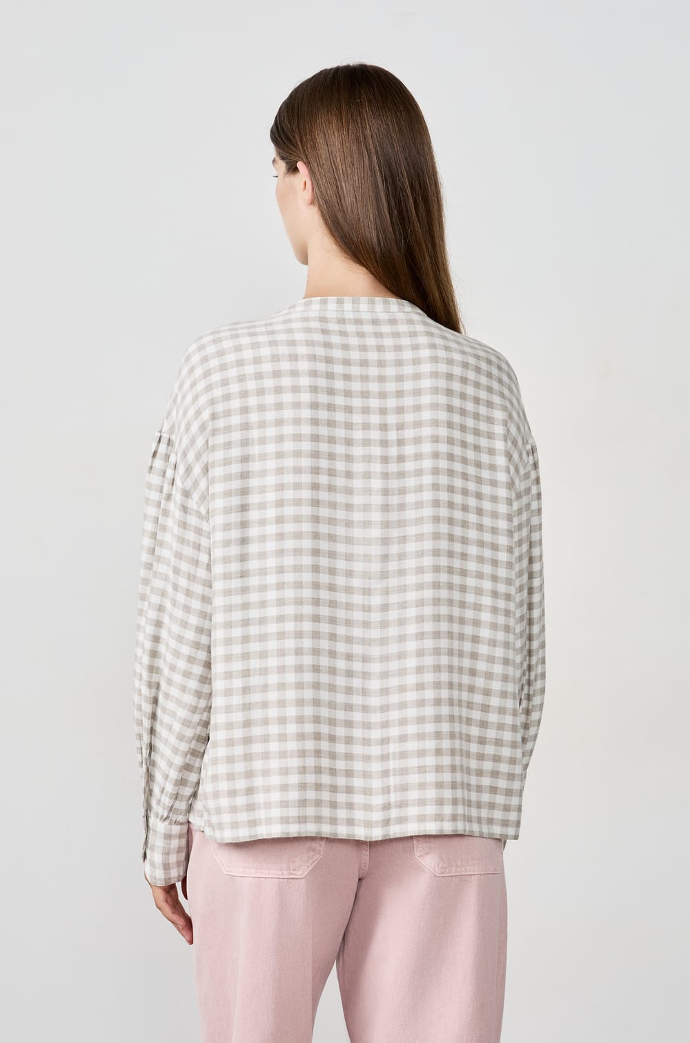 Long-sleeved checkered shirt;${refinementColor}