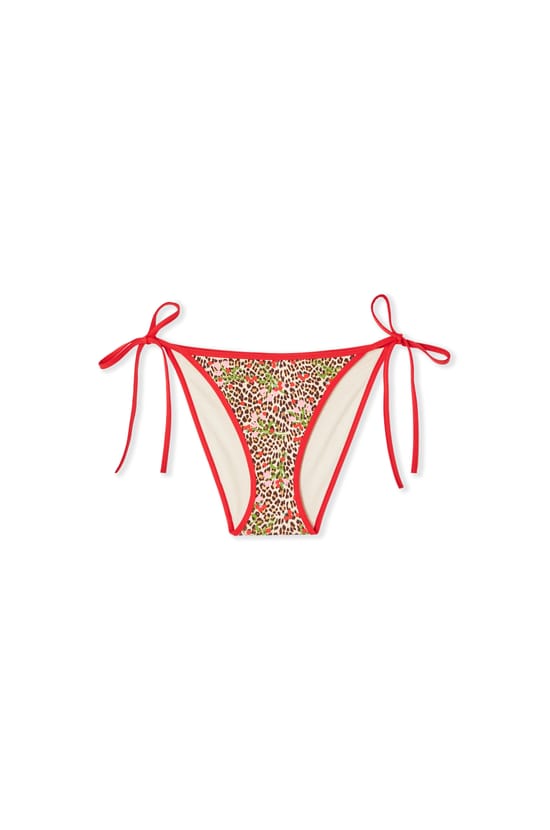 Bas de maillot de bain bikini &agrave; nouer &agrave; imprim&eacute; l&eacute;opard & &agrave; fleurs;${refinementColor}