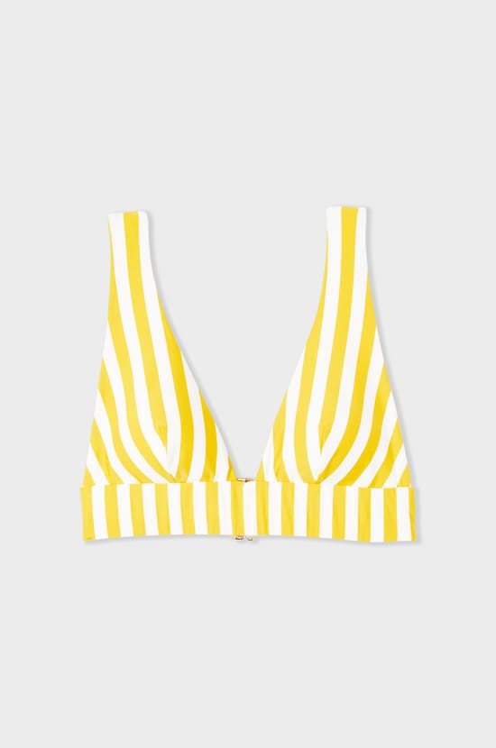 Triangel-Bikini-Top ohne Bügel mit Streifenmuster;${refinementColor}