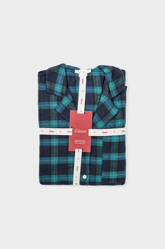 Conjunto de pijama de 2 piezas a cuadros de algodón;${refinementColor}