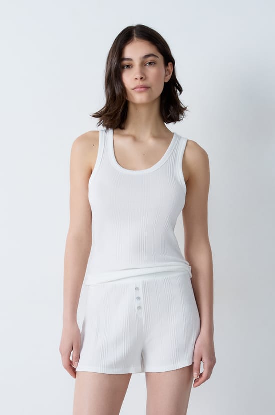 Débardeur de pyjama en coton côtelé;${refinementColor}