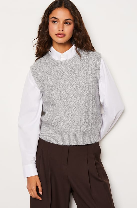 Pull sans manches en maille;${refinementColor}