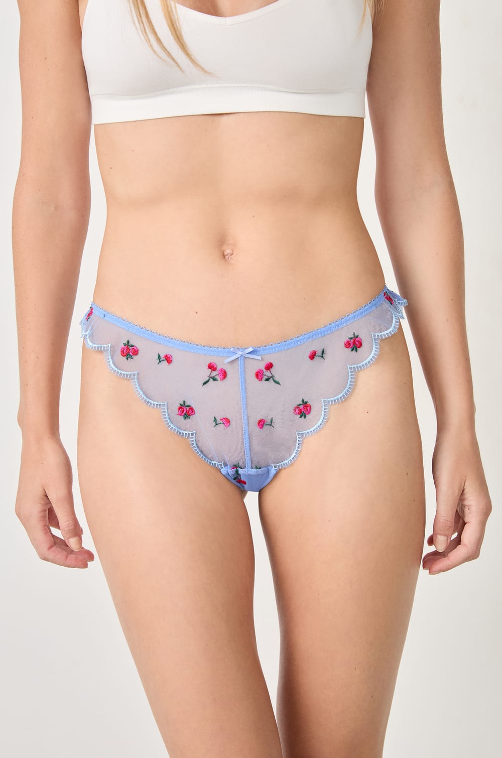 Embroidered Tulle Tanga;${refinementColor}