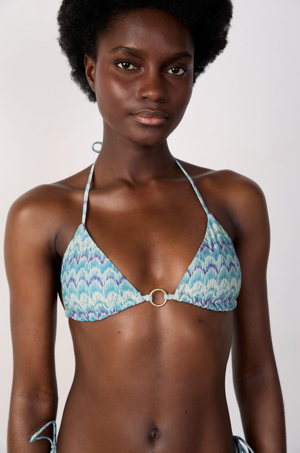 Triangle Bikini Top With Ring Detail;${refinementColor}